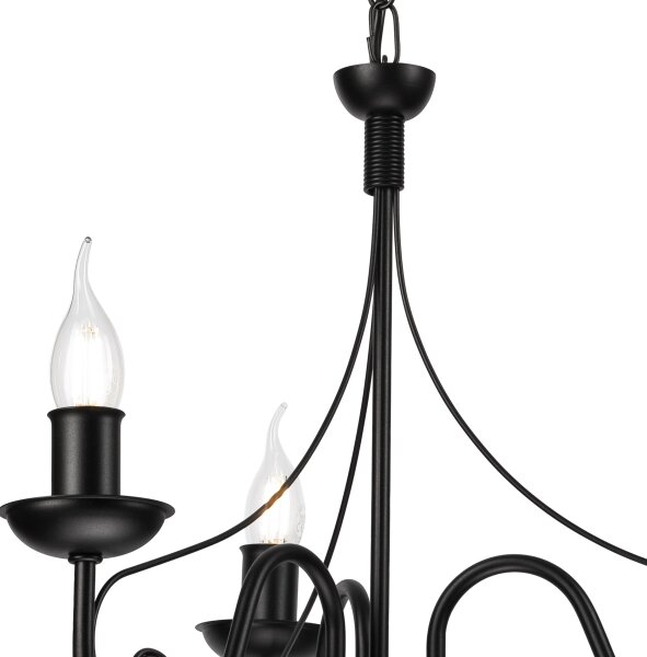 Lampadario a sospensione con catena DONATO 3xE14/40W/230V nero