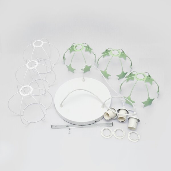 Lampadario a sospensione per bambini STARS 3xE27/15W/230V verde/bianco