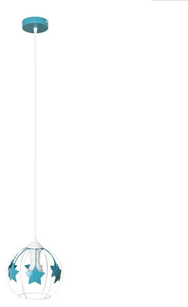 Lampadario a sospensione per bambini STARS 1xE27/15W/230V turchese/bianco