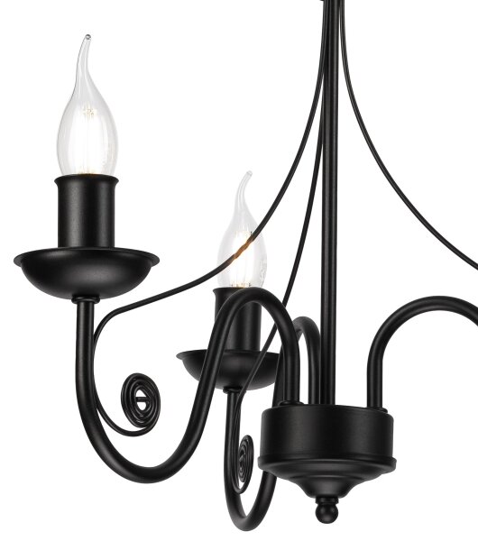 Lampadario a sospensione con catena DONATO 3xE14/40W/230V nero