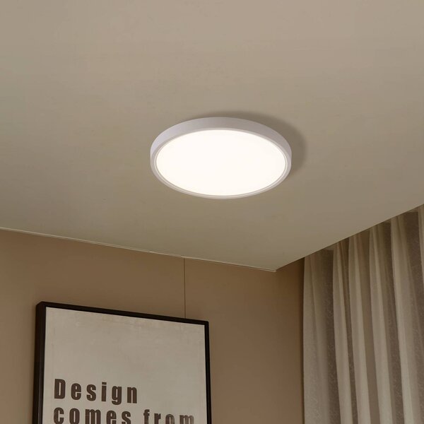 Plafoniera smart Deika Lindby, dimmerabile, Bianco / Opale, Soggiorno / Sala da pranzo, Plastica, Moderno