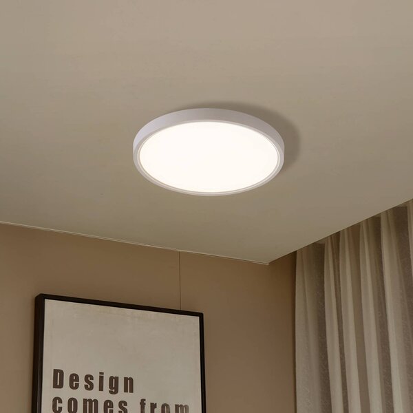Plafoniera smart Deika Lindby, dimmerabile, Bianco / Opale, Soggiorno / Sala da pranzo, Plastica, Moderno