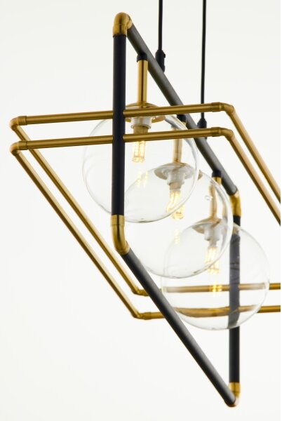 Jupiter 2030 - Lampadario a sospensione con filo FIORI 3xG9/10W/230V nero/oro/limpido