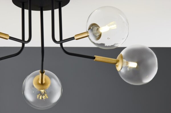 Jupiter 2040 - Lampadario a sospensione con supporto rigido BURANO 5xG9/10W/230V nero/oro/limpido