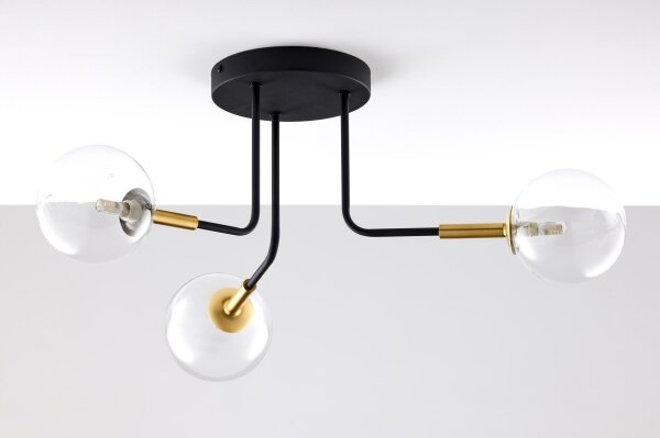 Jupiter 2039 - Lampadario a sospensione con supporto rigido BURANO 3xG9/10W/230V nero/oro/limpido
