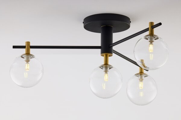 Jupiter 2034 - Lampadario a plafone FIGARO 4xG9/10W/230V nero/oro/beige/limpido