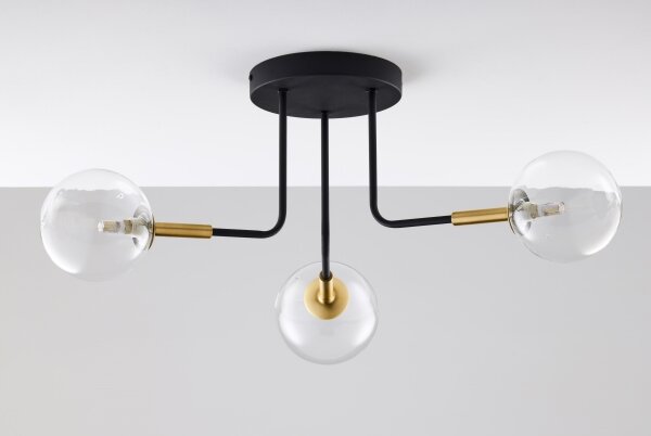 Jupiter 2039 - Lampadario a sospensione con supporto rigido BURANO 3xG9/10W/230V nero/oro/limpido