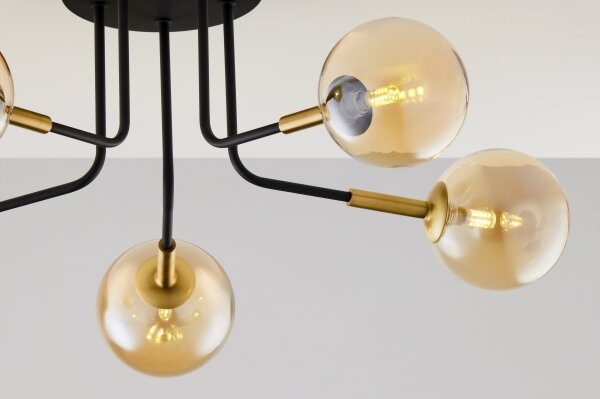 Jupiter 2038 - Lampadario a sospensione con supporto rigido BURANO 5xG9/10W/230V nero/oro/beige