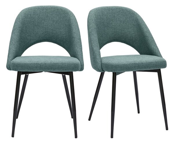 Sedie vintage in tessuto grigio-verde e metallo nero (set di 2) COSETTE