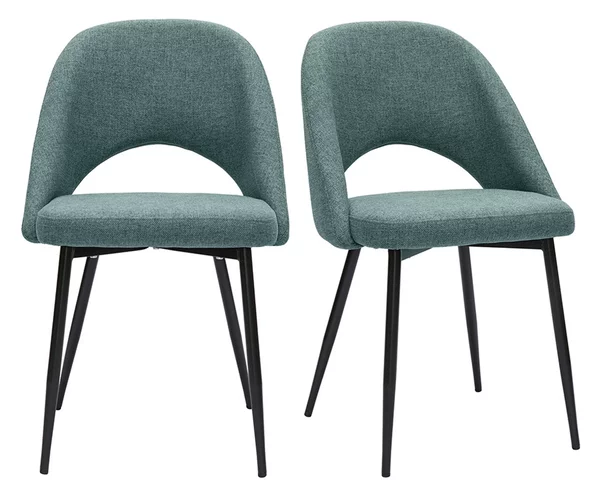 Sedie vintage in tessuto grigio-verde e metallo nero (set di 2) COSETTE