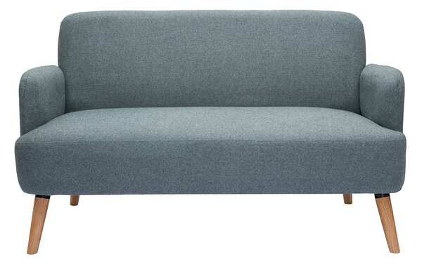 Divano scandinavo 2 posti in tessuto grigio-verde e legno chiaro ISKO