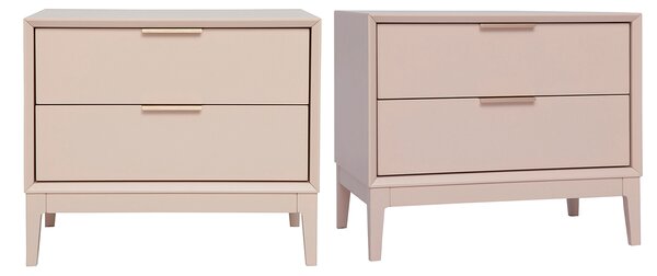 Comodini rosa e metallo dorato con cassetti L60 cm (set di 2) GIANA