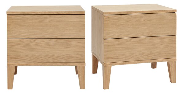 Comodini scandinavi 2 cassetti legno rovere chiaro L50 cm (set di 2) FREDDY