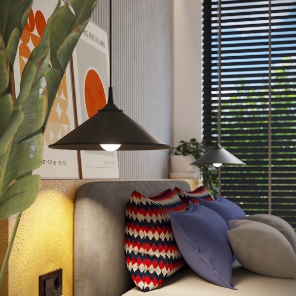 Sollux SL.1326 - Lampadario a sospensione con filo ZUMA 1xE27/15W/230V diametro 30 cm nero