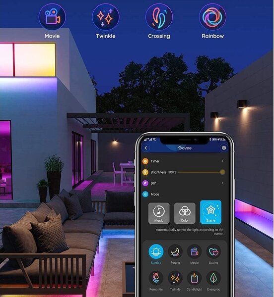Govee - Striscia LED per esterni Pro SMART RGBICWW 10m Wi-Fi IP65
