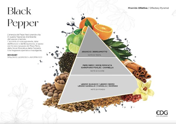 EDG Diffusore di Aromi con Bastoncino 500 ml Black Pepper - 550193PN0