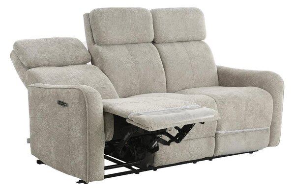 Amicasa Divano Relax 3 Posti Moderno Schienale Reclinabile Poggiapiedi estraibile Meccanismo Elettrico in Velluto Dimensioni 184x96x104 cm colore T
