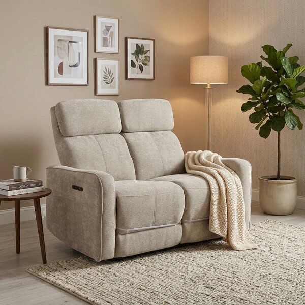 Amicasa Divano Relax 2 Posti Moderno Schienale Reclinabile Poggiapiedi estraibile Meccanismo Elettrico in Velluto Dimensioni 132x96x104 cm colore T