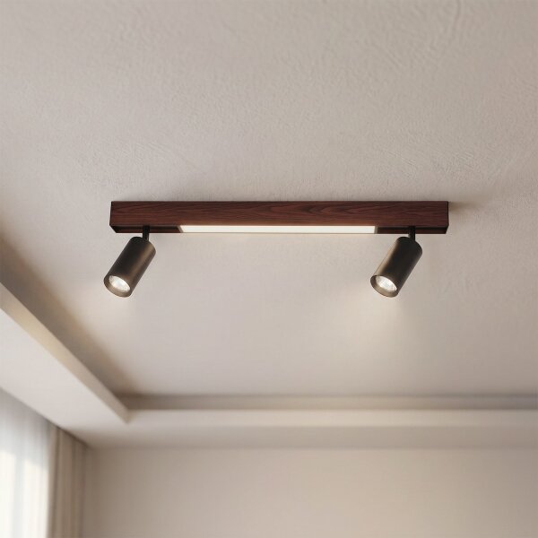 Brilagi - Faretto LED SELE 2xGU10/30W/230V + LED/15W nero/finitura rovere