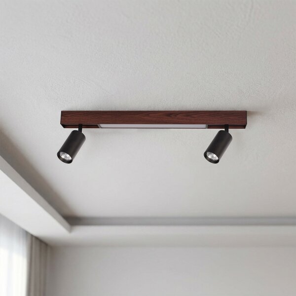 Brilagi - Faretto LED SELE 2xGU10/30W/230V + LED/15W nero/finitura rovere