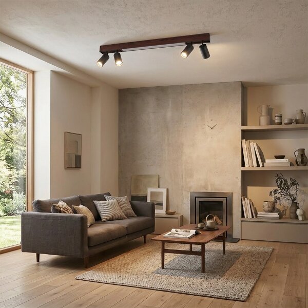 Brilagi - Faretto LED SELE 4xGU10/30W/230V + LED/20W nero/finitura rovere