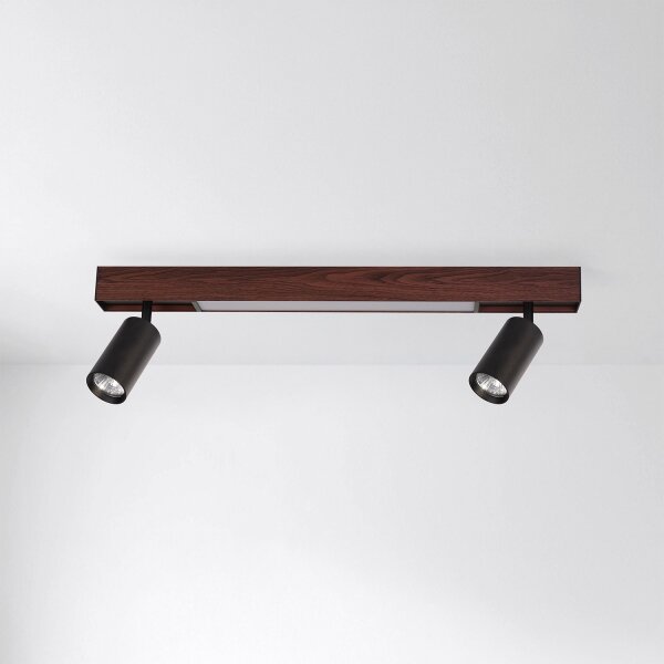 Brilagi - Faretto LED SELE 2xGU10/30W/230V + LED/15W nero/finitura rovere