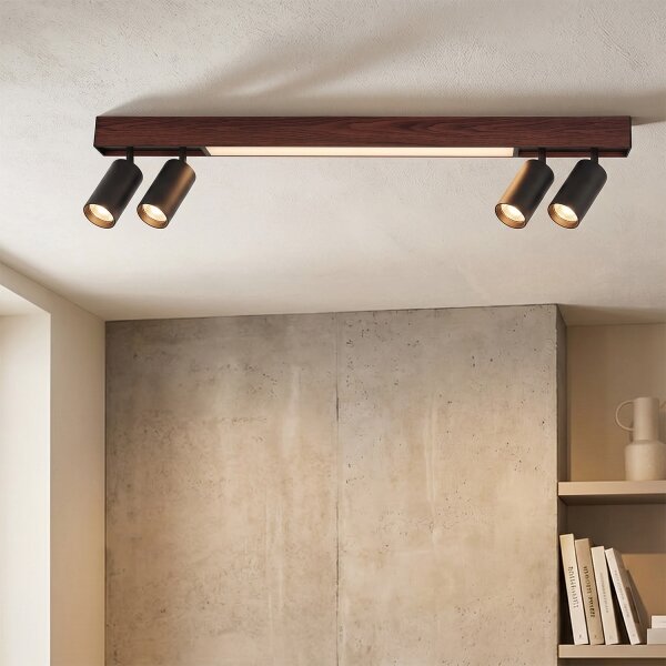 Brilagi - Faretto LED SELE 4xGU10/30W/230V + LED/20W nero/finitura rovere