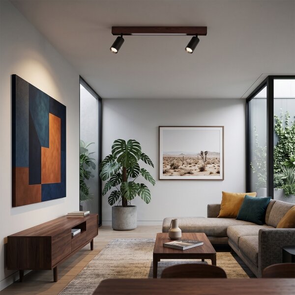Brilagi - Faretto LED SELE 2xGU10/30W/230V + LED/15W nero/finitura rovere