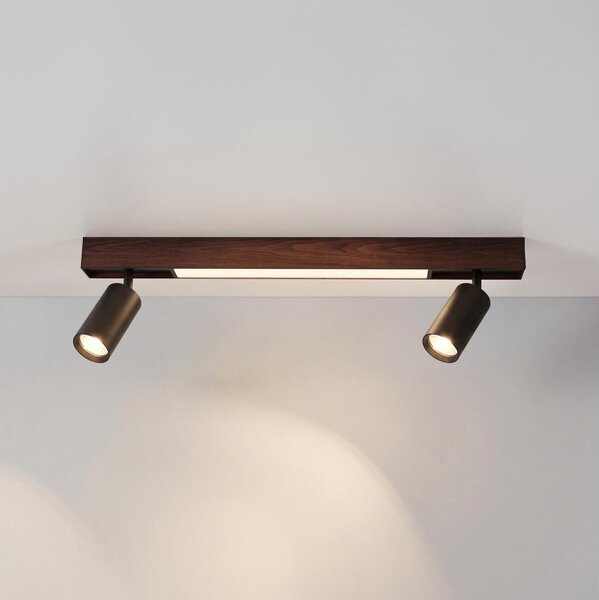 Brilagi - Faretto LED SELE 2xGU10/30W/230V + LED/15W nero/finitura rovere