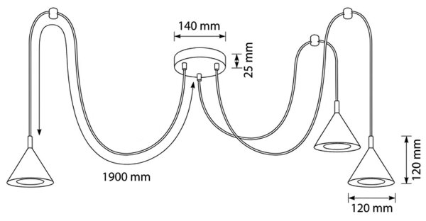 Brilagi - Lampadario a sospensione su cavo CONE TRIPLE SPIDER 3xGX53/15W/230V oro