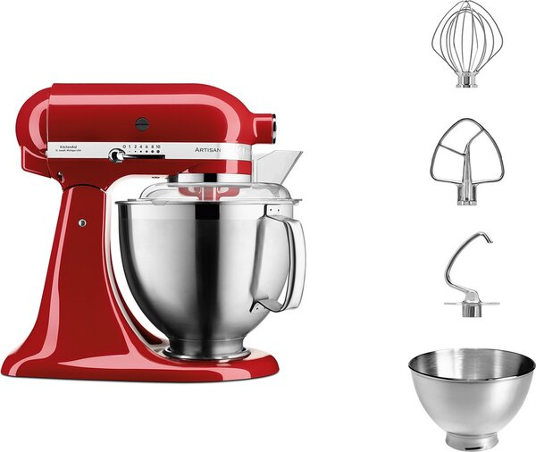 KITCHENAID Impastatrice Planetaria Multifunzione Capacit Ciotola 4.8 Litri Potenza 300 Watt colore Rosso - 5KSM185PSEER Artisan