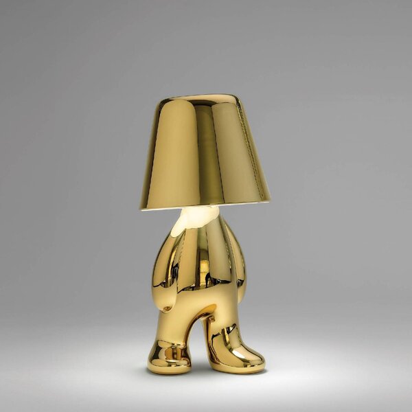 QEEBOO Lampada Da Tavolo Stile Moderno In Plastica ABS Struttura Figurativa Con Luce LED Ricaricabile Soft Touch Dimensioni 15x15x31 cm colore Oro 