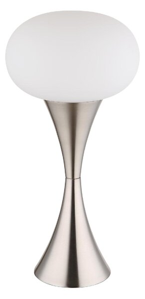 GLOBO LIGHTING Lampada Da Tavolo Stile Moderno in Vetro e Metallo Base con Paralume Opale Interruttore Incluso Attacco E14 Dimensioni 18x36,9 cm c