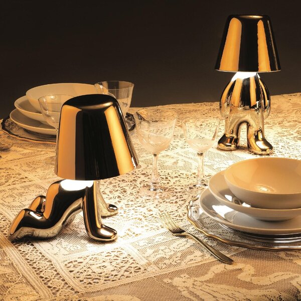 QEEBOO Lampada Da Tavolo Stile Moderno In Plastica ABS Struttura Figurativa Con Luce LED Ricaricabile Soft Touch Dimensioni 15x15x31 cm colore Oro 