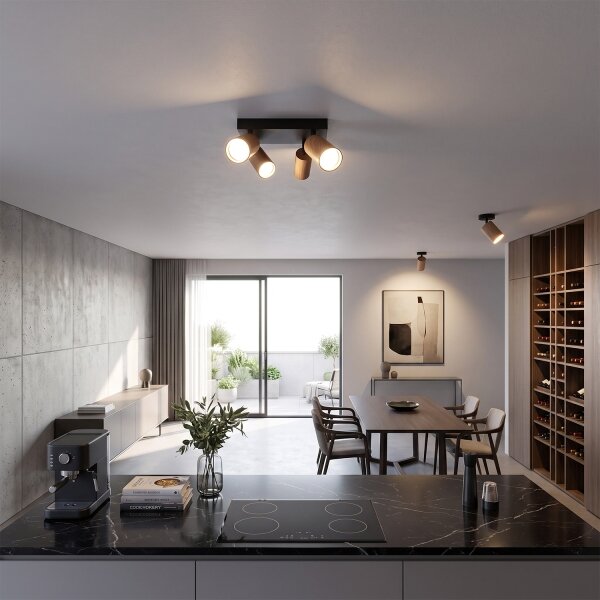 BRILAGI - Faretto SELE SQUARE 4xGU10/30W/230V nero/rovere