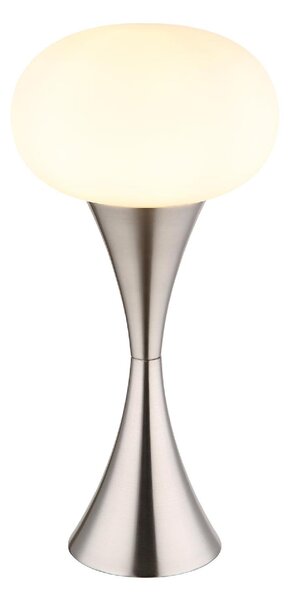 GLOBO LIGHTING Lampada Da Tavolo Stile Moderno in Vetro e Metallo Base con Paralume Opale Interruttore Incluso Attacco E14 Dimensioni 18x36,9 cm c