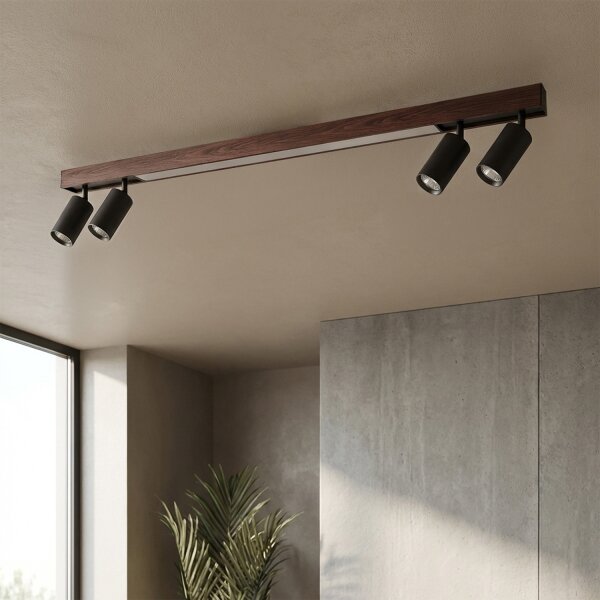 BRILAGI - Faretto LED SELE 4xGU10/30W/230V + LED/25W nero/decor rovere