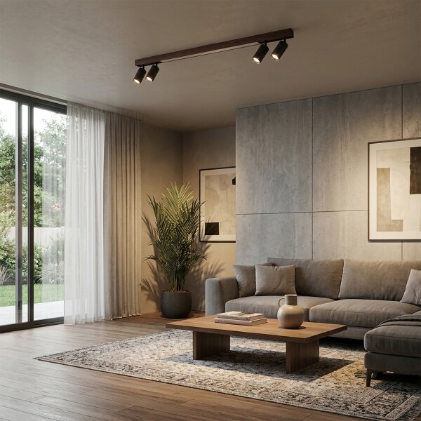 BRILAGI - Faretto LED SELE 4xGU10/30W/230V + LED/25W nero/decor rovere