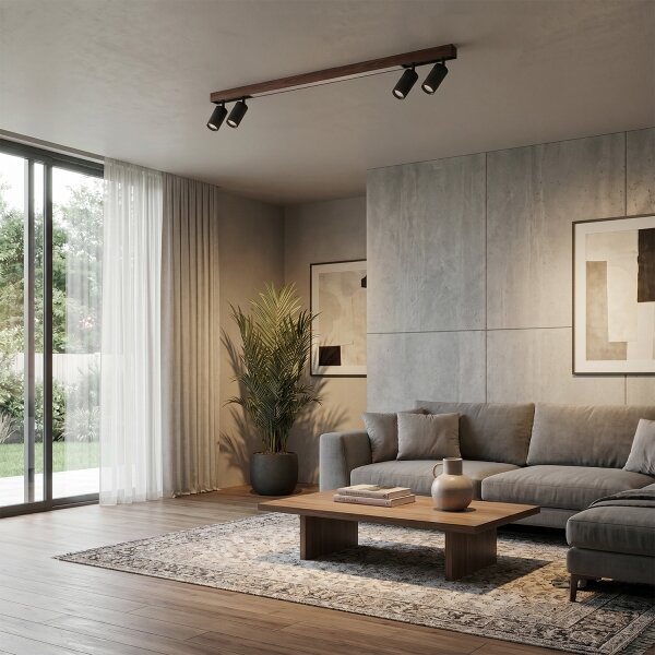 BRILAGI - Faretto LED SELE 4xGU10/30W/230V + LED/25W nero/decor rovere