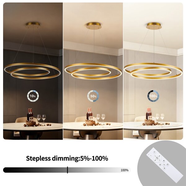 BRILAGI-LED Lampadario dimmerabile a cavo TWISTER LED/105W/230V 3000-6000K dorato + telecomando