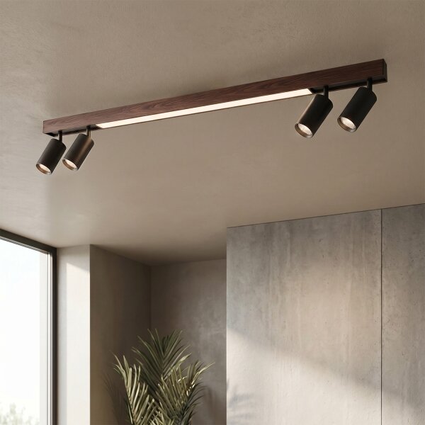 BRILAGI - Faretto LED SELE 4xGU10/30W/230V + LED/25W nero/decor rovere
