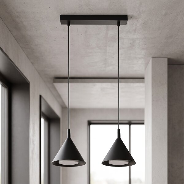 BRILAGI - LED Lampada a sospensione con cavo CONE DOUBLE 2xGX53/15W/230V nera