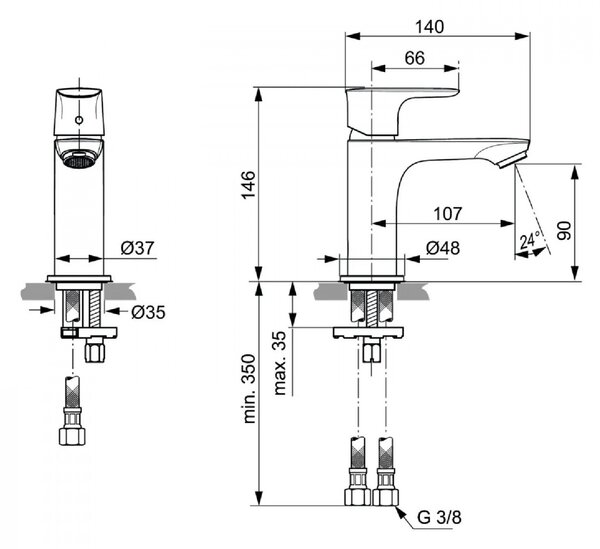 IDEAL STANDARD Miscelatore Lavabo Rubinetto Bagno Monocomando finitura Cromato - Connect Air A7010AA