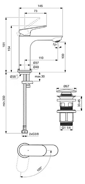 IDEAL STANDARD Miscelatore Lavabo Rubinetto Bagno Monocomando finitura Cromo - Ceralife O BE009AA
