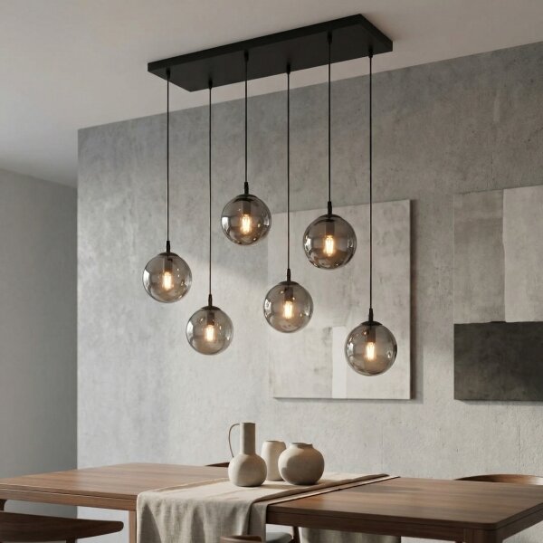 Lampadario a sospensione con filo COSMO 6xE14/10W/230V nero/grigio