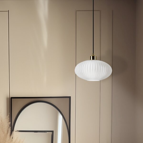 Lampadario a sospensione con filo HARMA 1xE27/15W/230V diametro 25 cm bianco/oro