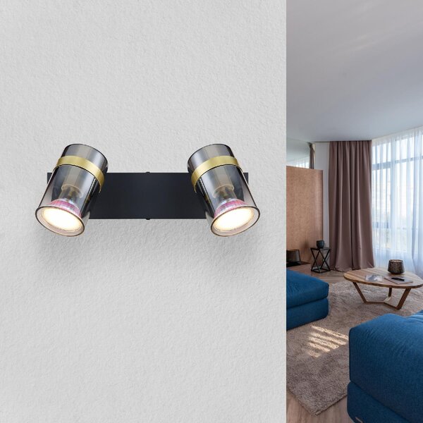 GLOBO LIGHTING Plafoniera a Soffitto Design Moderno da Interno 2 Faretti GU10 colore Nero Opaco - 57916-2 Trabby