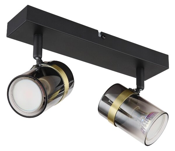 GLOBO LIGHTING Plafoniera a Soffitto Design Moderno da Interno 2 Faretti GU10 colore Nero Opaco - 57916-2 Trabby