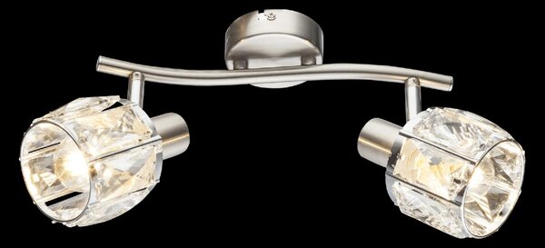 GLOBO LIGHTING Plafoniera a Soffitto Design Moderno da Interno 2 Faretti colore Nichel Opaco - Kris