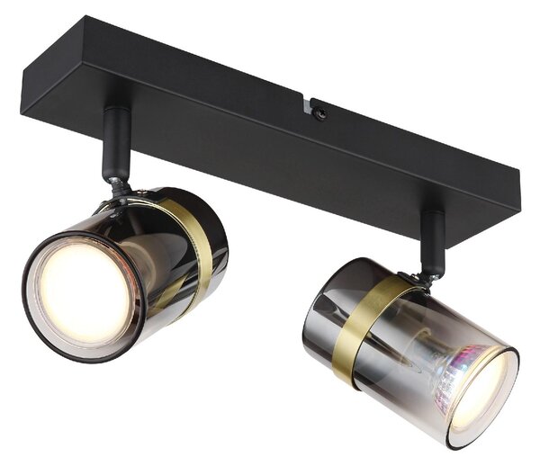 GLOBO LIGHTING Plafoniera a Soffitto Design Moderno da Interno 2 Faretti GU10 colore Nero Opaco - 57916-2 Trabby